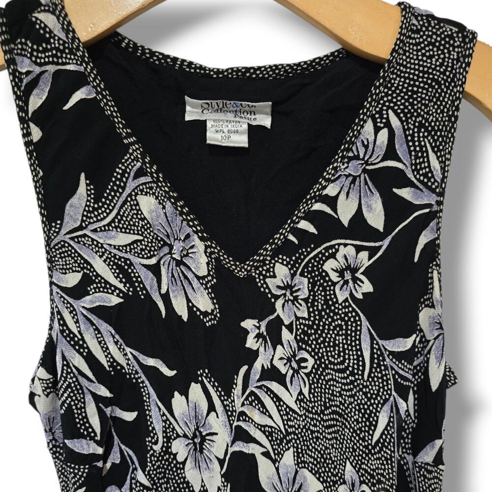Style & Co Collection Petite Black Floral Maxi Dress – Size 10P gently used - Picture 2 of 8